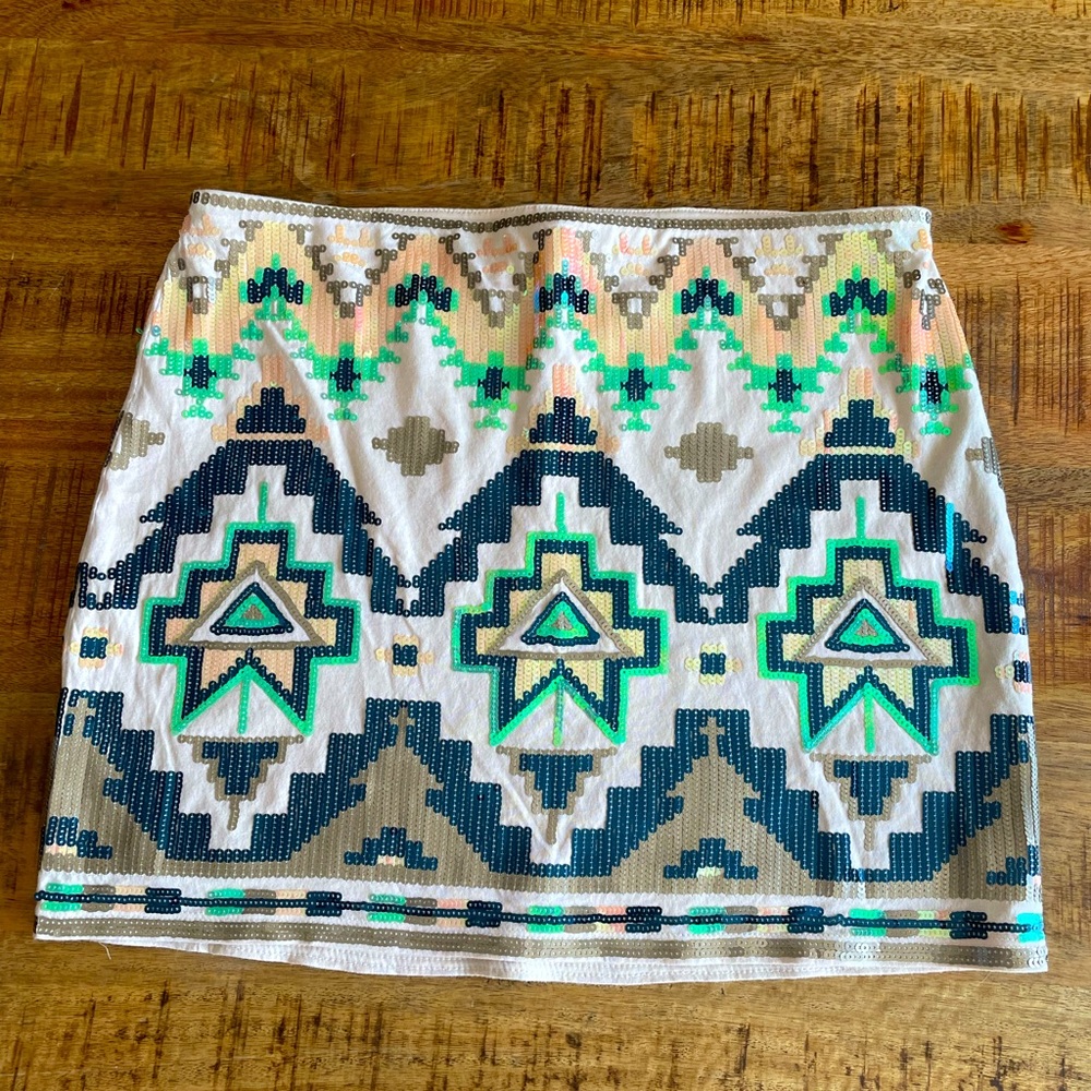 Express Aztec sequin mini skirt